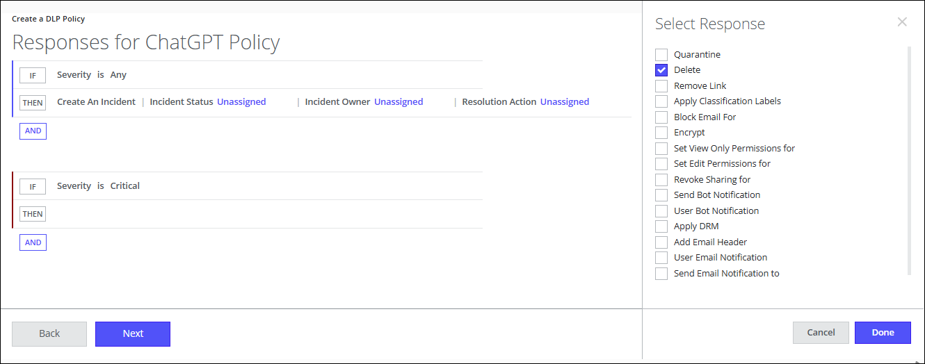 Select Delete response action.png